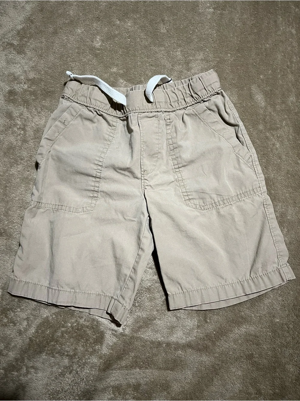 Carter's Tan Elastic Waist Flat Front Shorts with White Drawstring-Size 4